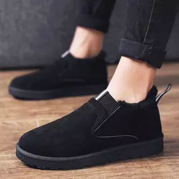 2024 зимние новые зимние ботинки мужские хлопковые туфли студенческие бархатные теплые чехлы для ног пожилые люди обувь для волос мужская корейская версия увеличивает рост 39