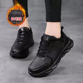 2024 зимние плюшевые кроссовки женские на шнуровке теплые спортивные хлопковые туфли женские повседневные вулканизированные туфли модные кроссовки 35 белый