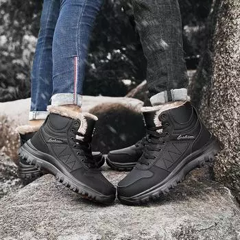 2024 зимние походные ботинки бархат 2025 хлопковые ботинки европейские и американские ветрозащитные ботинки для отдыха на природе женская обувь для отдыха на природе северо-восточные женщины 35 чёрный