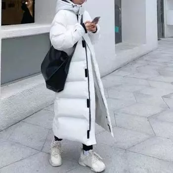 2024 зимние теплые длинные парки женские пуховые зимние пальто женские куртки с капюшоном утолщенные теплые пальто женские ветрозащитные верхние одежды S чёрный