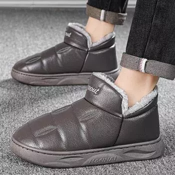 2024 зимние теплые хлопковые тапочки для дома водонепроницаемая и нескользящая обувь толстая подошва верхняя одежда пух 39