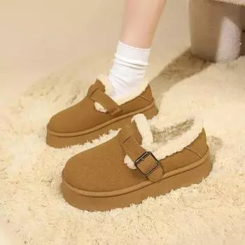 2024 зимние женские короткие плюшевые теплые зимние ботинки повседневная обувь новые замшевые меховые ботинки челси ботильоны на плоской подошве женская обувь на платформе Botas 36 чёрный