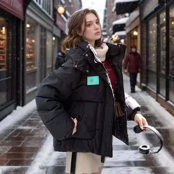 2024 зимние женские парки пальто топы женские с капюшоном высокий воротник теплая хлопковая куртка утолщенная теплая куртка женская одежда M бежевый