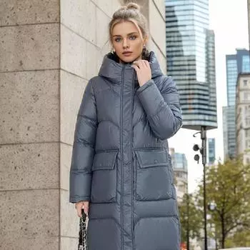 2024 зимние женские парки, топы, женские с капюшоном и высоким воротником, утолщенные теплые хлопковые куртки, женская однотонная длинная куртка для женщин M жёлтый