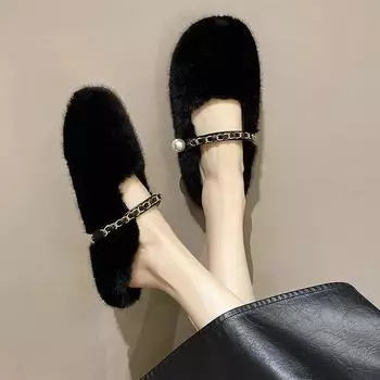 2024 Зимние женские туфли на плоской подошве Весенние и осенние плюшевые теплые нескользящие ботинки Женские повседневные туфли на плоской подошве Модный дизайн Вечеринка 35 бежевый