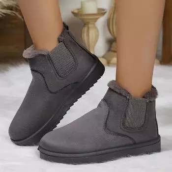 2024 зимние женские зимние сапоги плюшевые теплые нескользящие водонепроницаемые женские кроссовки на плоской подошве повседневные женские ботильоны без застежек Botas Mujer 36 серый