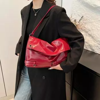 2024 Зимний поясной дизайн Y2K ретро-дизайн маленькая сумка с клапаном из искусственной кожи женские модные сумки сумки через плечо сумка через плечо красный
