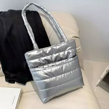 2024 зимняя космическая хлопковая сумка большой емкости на плечо косая сумка хлопковая ворсовая сумка корейская версия тренд европейский и американский стиль золотой