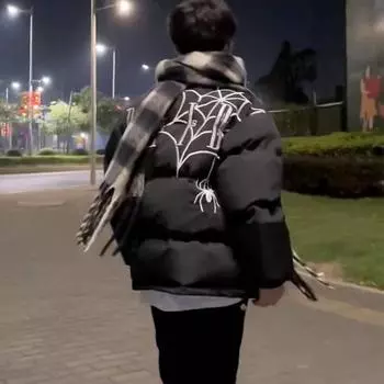 2024 Зимняя куртка-пуховик Guochao Street Trend Brand Spider для осени и зимы, свободная утолщенная одежда для мужчин и женщин S [75-45kg]