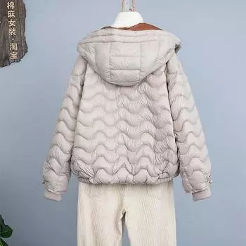 2024 зимняя куртка-пуховик с капюшоном, куртка-хлеб, модная, темпераментная, иностранная, 90, белая, утиная, пуховая, женская, теплая куртка M бежевый
