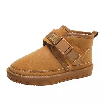 2024 зимняя мода женские зимние ботинки на плоской подошве из хлопка водонепроницаемые теплые короткие плюшевые толстые женские ботильоны Botines Mujer 35 верблюд