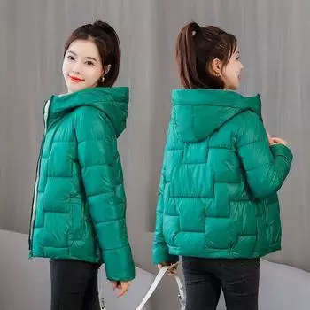 2024 зимняя новая глянцевая теплая толстая куртка с капюшоном, женские корейские пуховые хлопковые парки, зимнее пальто, женская повседневная свободная верхняя одежда R002 M