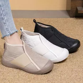2024 зимняя новая модная женская хлопковая обувь с набивным рисунком, утолщенные теплые зимние сапоги, женские повседневные хлопковые сапоги 36 чёрный