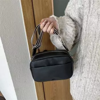 2024 зимняя новая повседневная однотонная сумка-мессенджер, модная и простая женская сумка через плечо с широким ремнем, персонализированная маленькая квадратная сумка белый