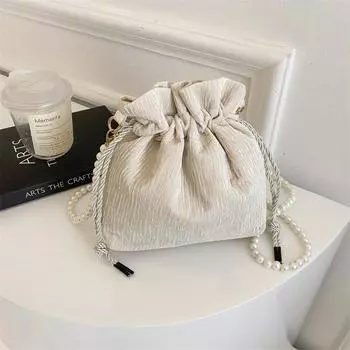 2024 зимняя новая сумка женская повседневная сумка-мессенджер модная сумка через плечо нишевая сумка-ведро чёрный