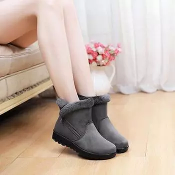 2024 зимняя обувь женские зимние сапоги теплые плюшевые плоские нескользящие хлопковые туфли модные женские ботильоны черные синие большие размеры 41 35 чёрный