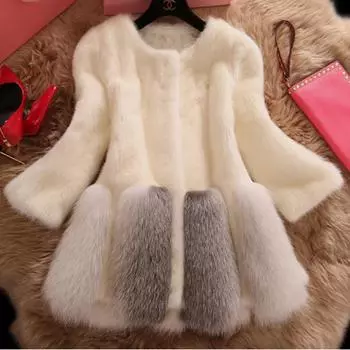 2024 зимняя одежда новая шуба из искусственной норки Haining женская корейская версия плюс хлопковое пальто среднее и длинное хлопковое пальто женская одежда S белый