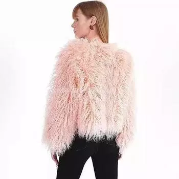 2024 Зимняя пляжная куртка из овечьего меха, кудрявый женский короткий топ, искусственный мех, защита окружающей среды, теплый, большой размер S белый
