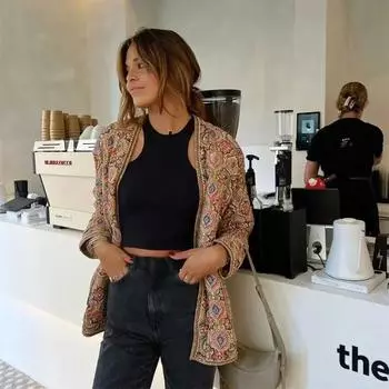 2024 Зимняя стеганая куртка с принтом для женщин, укороченные пальто с поясом, модная женская теплая свободная повседневная верхняя одежда на пуху S