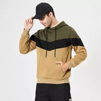 2024 Зимняя толстовка с капюшоном Уличная мужская толстовка с капюшоном Лоскутная толстовка с капюшоном Мужская флисовая толстовка Harajuku Топы S