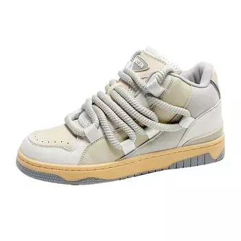 2024 Зимняя уличная обувь на шнуровке из кожи для мужчин, модные высокие мужские туфли, женская повседневная спортивная обувь, размер 36-44 36 белый