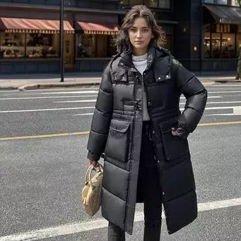 2024 зимняя женская длинная хлопковая куртка женская однотонная длинная парка с капюшоном пальто женская утепленная теплая куртка женская одежда M серый