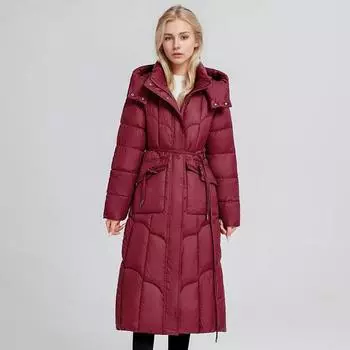 2024 зимняя женская длинная хлопковая куртка женская 2 кармана с капюшоном парки пальто женские однотонные утепленные теплые куртки для женщин L бежевый