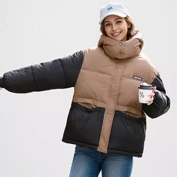 2024 зимняя женская хлопковая куртка женская с капюшоном утепленная теплая парка пальто женская контрастная повседневная стеганая куртка женская одежда S красный