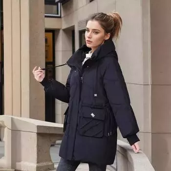 2024 зимняя женская куртка, женская, однотонная, с капюшоном, утепленная, хлопковая, женская, 2 кармана, повседневные парки, женская одежда M красный