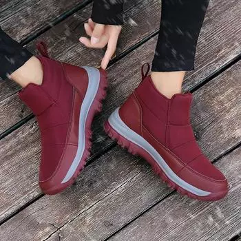 2024 зимняя женская обувь из бархата для отдыха на открытом воздухе, сохраняющая тепло, северо-восточная утолщенная хлопковая обувь европейского и американского стиля, большого размера для среднего и пожилого возраста 35 чёрный