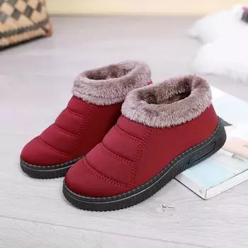 2024 зимняя женская обувь с хлопковой подкладкой, флисовые и утолщенные кроссовки, нескользящая мягкая подошва, теплая обувь из хлопка для мам, Прямая поставка 36 чёрный