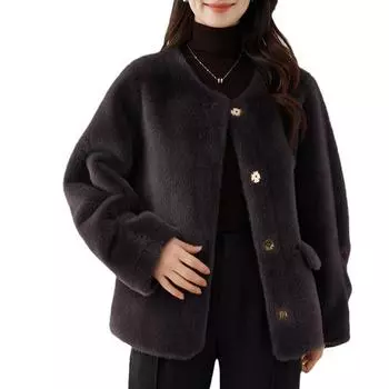 2024 Знаменитость темперамент искусственная норковая шуба женская высококачественная осенняя и зимняя одежда экологически чистая меховая короткая шуба женская одежда One size