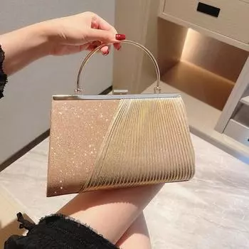 2024 Золотая женская сумка, Роскошный серебряный вечерний клатч Bolsos, вечерние цепочки на плечо, женские свадебные сумки с блестками 16X25X5cm чёрный