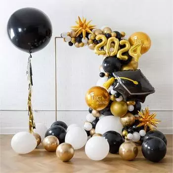2024 Золотой Черный Выпускной Воздушный Шар Выпускной Подарок Гелиевая Фольга Воздушный Шар Школьный Выпускной Вечерние Украшения Поставки