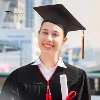 2024 Золотой Шарм Выпускной Кисточкой Яркие Цвета Взрослых Детей Выпускной Кепки Бахромой Выпускной Шляпа Церемонии Декор чёрный/красный