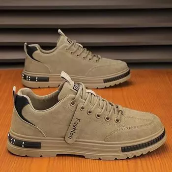 2024Autumn New Men s Sneakers Lace Up Casual Shoe Outdoor Wear-resistant Labor Shoes for Men Work Safety Shoes Zapatillas Hombre 39 хаки