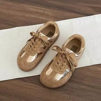 2024Брендовая женская обувь, женские повседневные кроссовки с круглым носком, на высоком каблуке, модная теннисная обувь, весенняя спортивная обувь 35 золотой