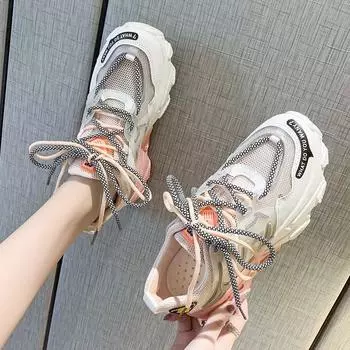 2024кроссовки женские 2024 новые сетчатые дышащие модные туфли на платформе женские вулканизированные туфли женские повседневные кроссовки socofy 35 зелёный