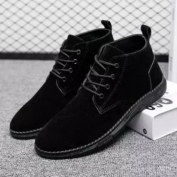 2024Мужская обувьВысокие повседневные туфлиВысококачественные замшевые ботинки челсиМодные британские ботильоныБизнес-оксфордыКлассическая обувь 39 чёрный
