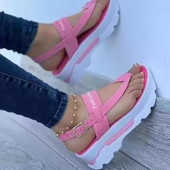 2024New Platform Women Sandals For Summer Wedges Shoes Women Platform Heels Sandalias Mujer Luxury Summer Flip Flops 36 чёрный