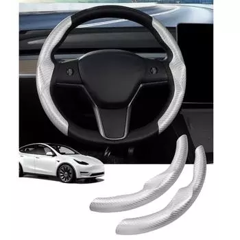 2024Новинка, 1 шт., чехол на руль для Tesla Model 3 Model Y Model S, черный, красный, из углеродного волокна, кожаный, с защитой от меха, спортивный руль 1PC зелёный