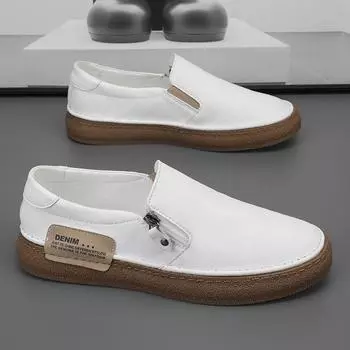 2024Новинка, высококачественные мужские ретро-удобные мокасины без застежек, уличные противоскользящие плоские дизайнерские повседневные кожаные деловые туфли для вождения 38 серый