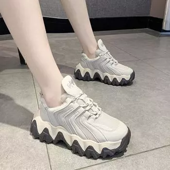 2024Новые зимние женские вулканизированные туфли женские сетчатые кроссовки на платформе женские повседневные кроссовки женская модная обувь туфли на платформе 35 чёрный