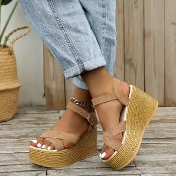 2024Sandals Summer Woman Роскошные босоножки на танкетке Женские дизайнерские женские роскошные женские туфли Комфорт Лето по акции Бесплатная доставка 35 зелёный