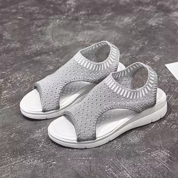 2024Sandals women summer new open toed flat Roman women sandals flying woven hollow platform sports sandals flat sandals 35 чёрный