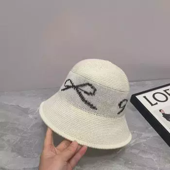 2024Spring Summer New Sunscreen and Sunshade Fishing Hat for Women South Korea East attern Hollow Breathable BGate Bow Pasin Hat белый