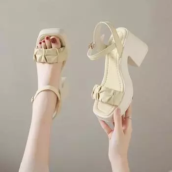 2024Summer New Open Toe Pearl Button Strap Thick Sole Waterproof Platform Sandals for Women Thick Sole Shoes for Women s 35