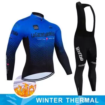 2024Tour De Giro D ITALIA комплект веломайки зимняя термофлисовая одежда с длинным рукавом для велоспорта одежда для горного велосипеда велокостюм S