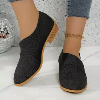 2024wish spring and summer European and American new pointed side hollow low heel deep mouth pointed shoes women s single shoes multi-color casua 36 чёрный