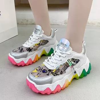 2024Women s shoes summer 2024 new fashion mesh breathable platform sneakers woman vulcanize shoes women flats Women s sports sh 36 темно-красного